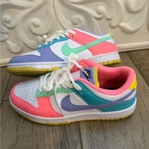 Nike Women's Dunk Low Sneakers - White Green Glow-Sunset Pulse